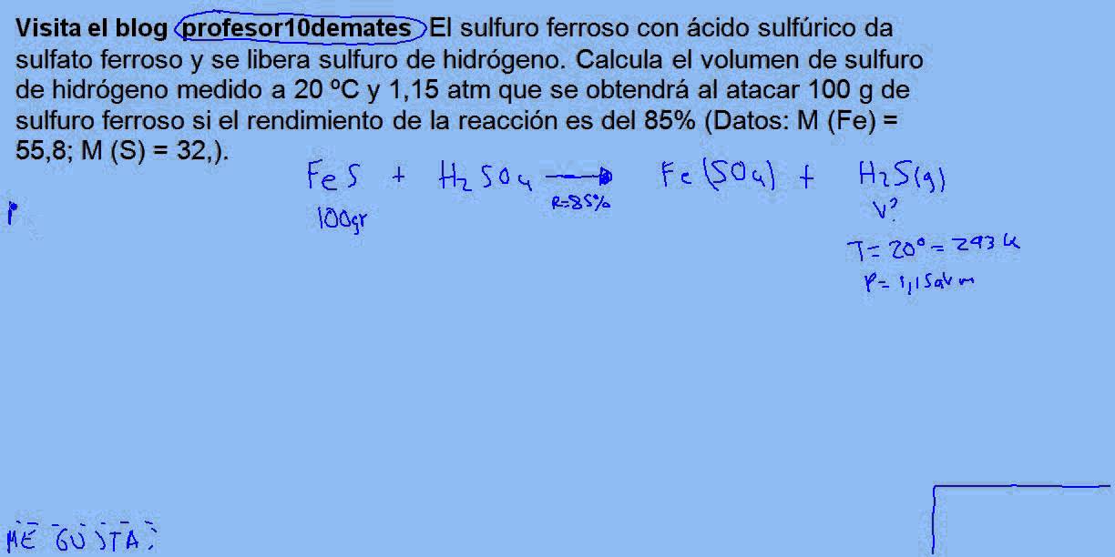 Reacciones químicas  con rendimiento de la reacción 01 ejercicio