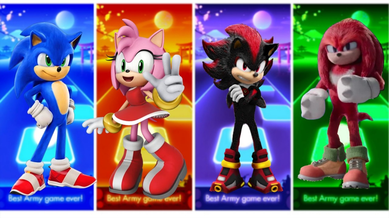 Sonic vs Amu Rose vs Shadow vs Knuckles - Tiles hop