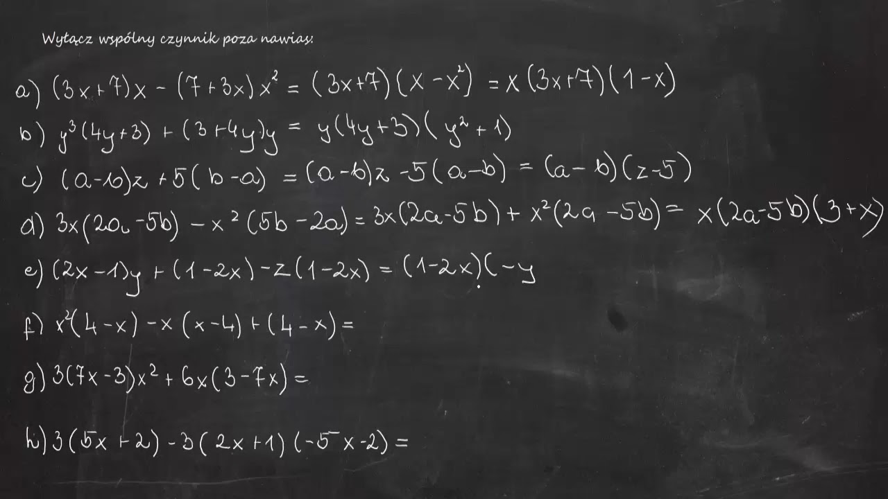 2.44. Wyłącz wspólny czynnik poza nawias: a) (3x + 7) * x – (7 + 3x) * x^2