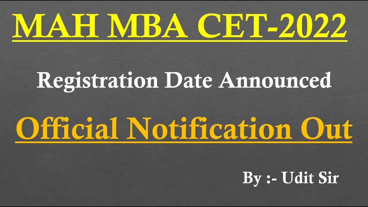 MHCET 2022 Registration Date Announced || CET-2022 MBA || MAH MBA CET By Udit Saini #MAHCET_2022