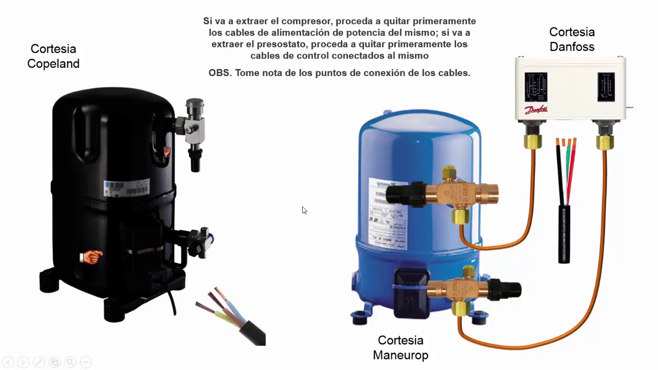 CAMBIO DE COMPRESOR Y/O PRESOSTATO EN EQUIPO COMERCIAL DE REFRIGERACION CON MANOMETRO DE 4 VALVULAS