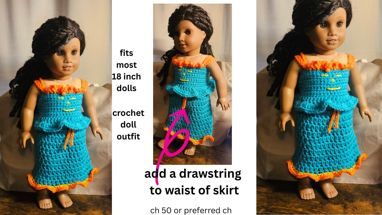 Crochet dress fits 18-inch dolls and American Girl Truly Me Dolls