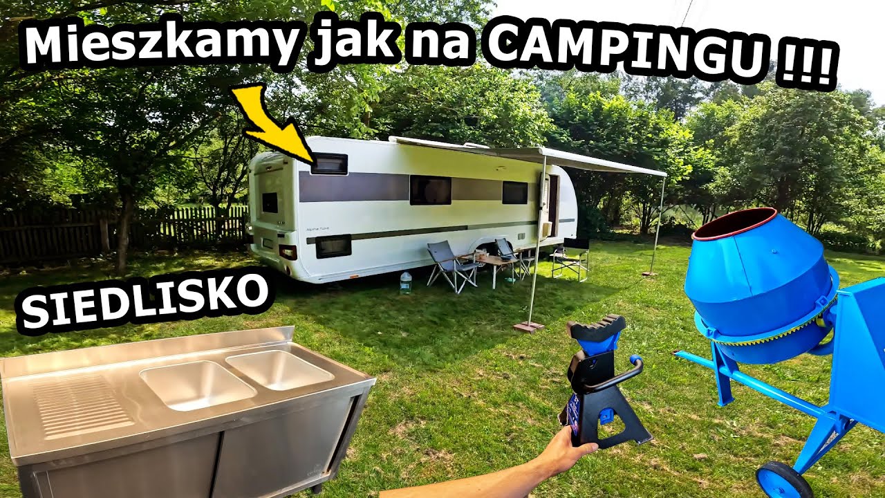 Ustawiliśmy Przyczepę Kempingową na DZIAŁCE! - Nowa Betoniarka, Mega ZLEW i Kobyłki Samochodowe 1065