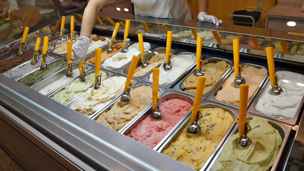 Домашнее мороженое джелато (помидор, сыр, зелень, авокадо) / Корейская уличная еда