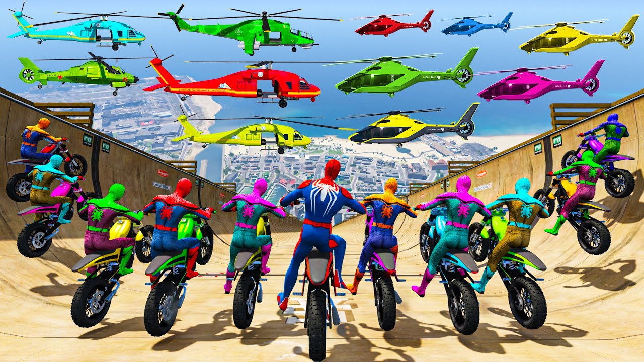GTA 5 Longest Ramp Challenge Spiderman vs Longest Ramp in - Highest Mega Ramp in GTA 5 #007