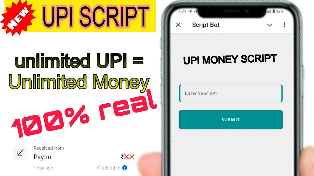 NEW UPI SCRIPT || Unlimited Money || New Earning app | New Script 