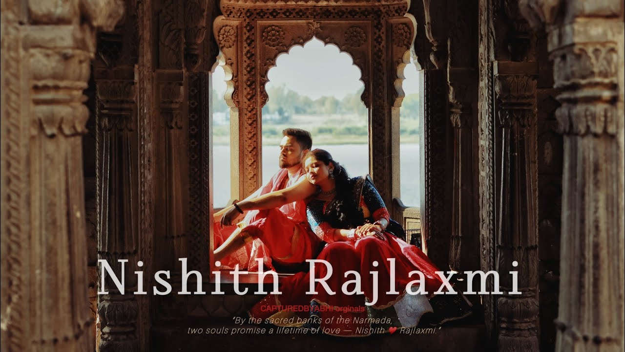 “By the sacred banks of the Narmada, two souls promise a lifetime of love — Nishith ♥ Rajlaxmi.”