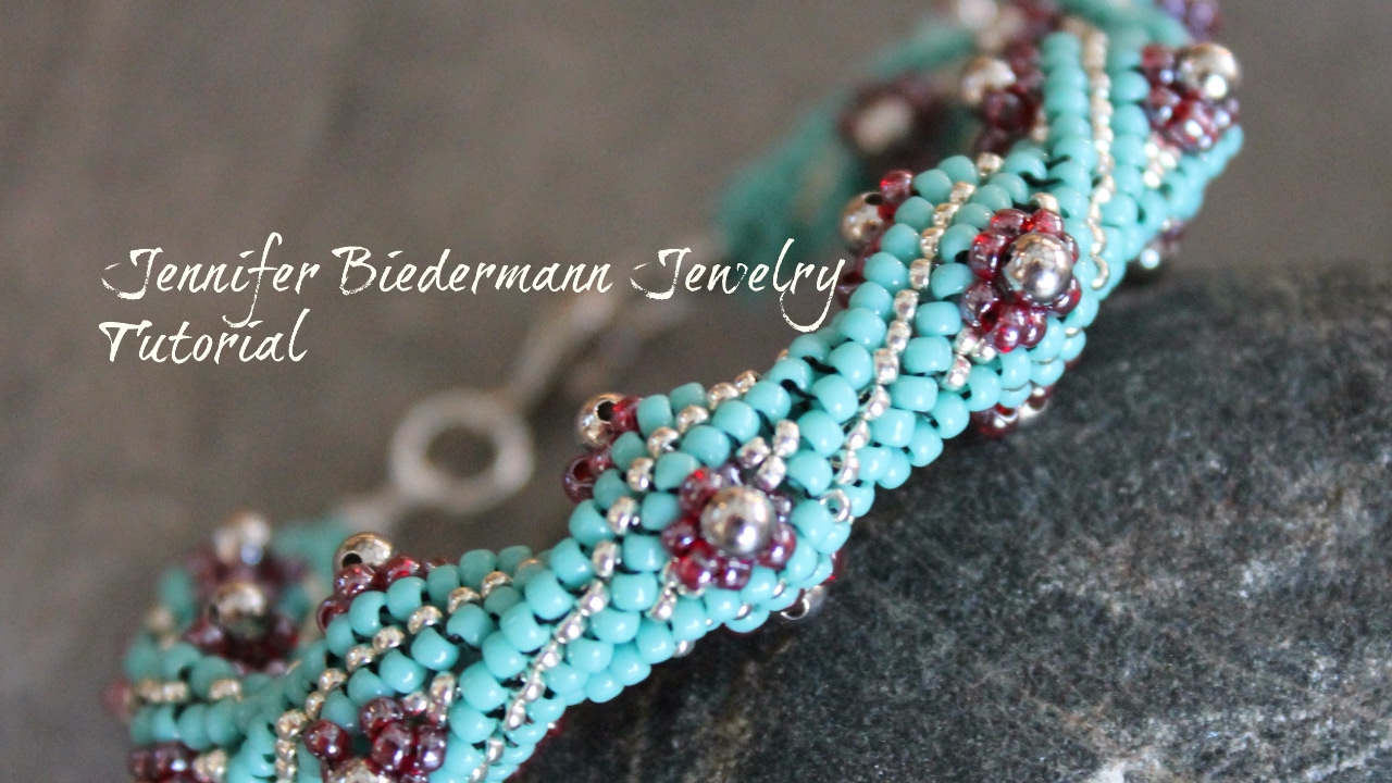 Twisted herringbone flower bud bracelet tutorial