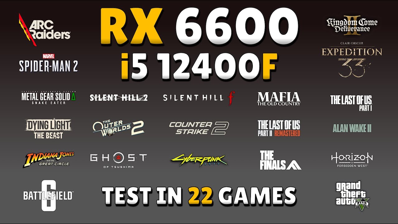 RX 6600 + i5 12400F | Updated 2025 Gaming Test at 1080P, FSR & XeSS | 22 Games Tested