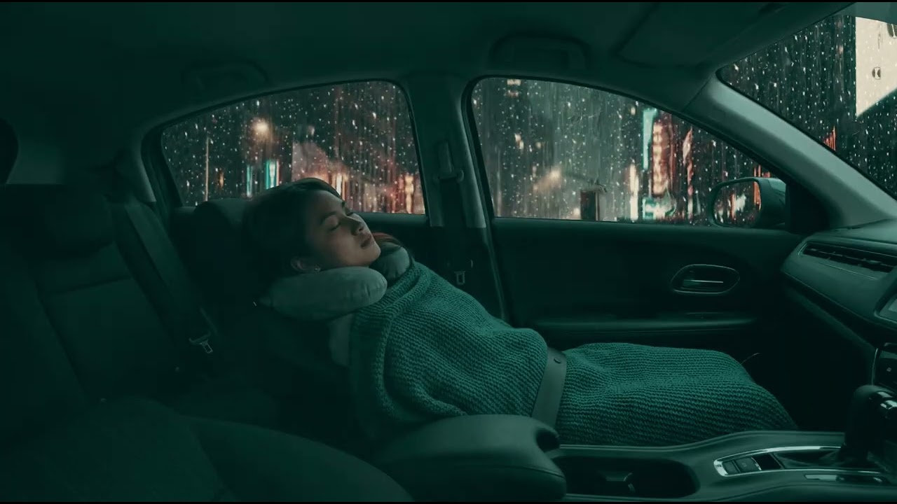 Night Rain in Car for Total Relaxation – Soft Thunder, Heavy Rain, and ASMR Sleep Therapy Insomnia