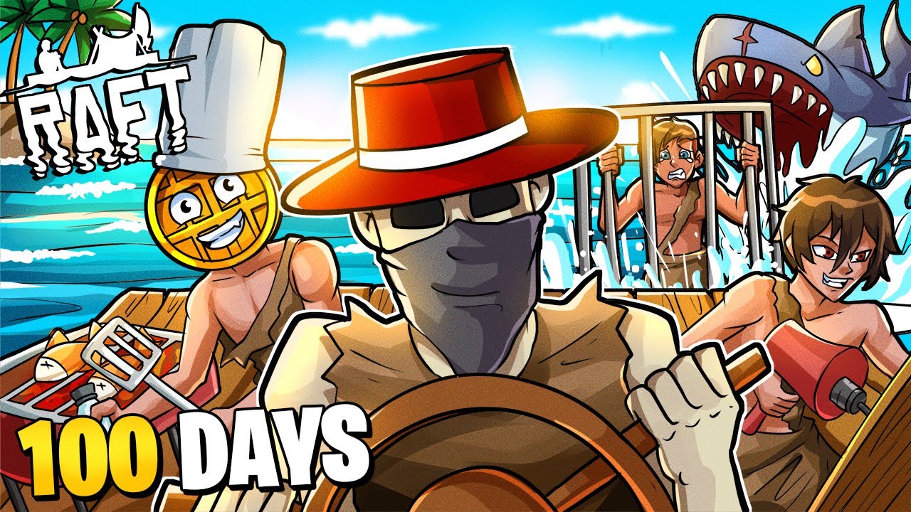 We Spent 100 DAYS In Raft Hard Survival!