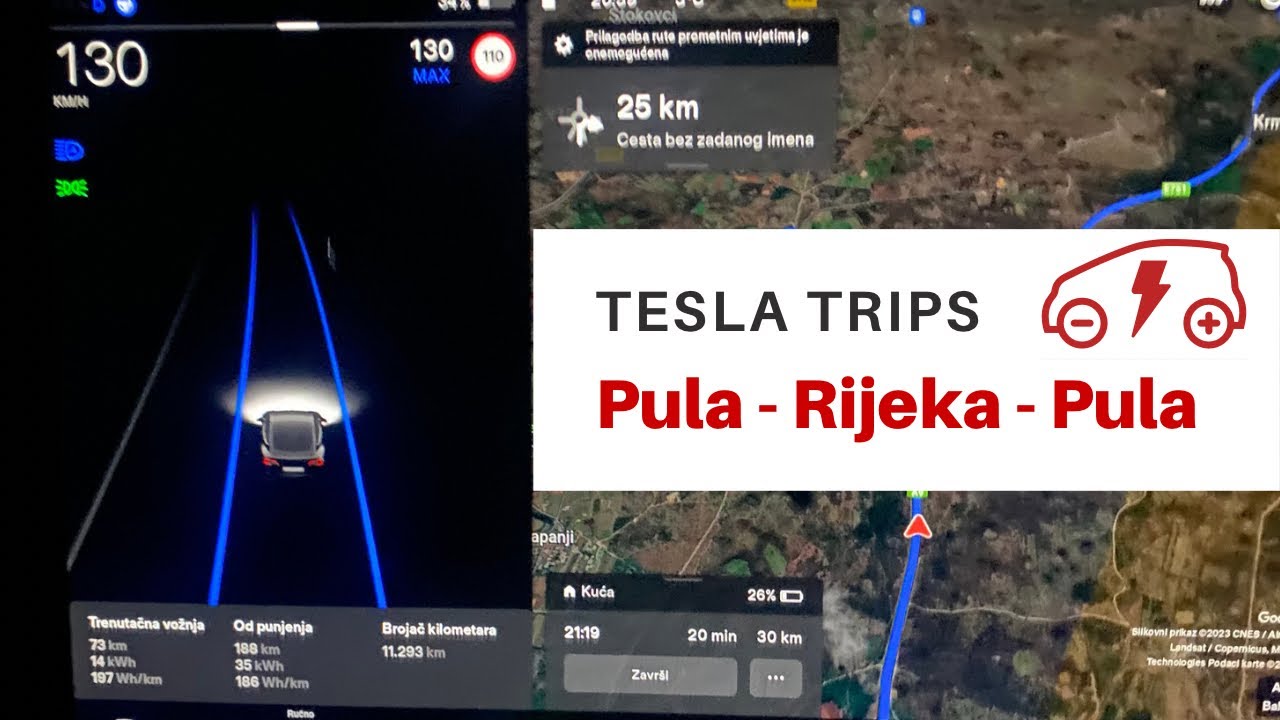 Koliko troši Tesla Model 3 RWD LFP od Pule do Rijeke i nazad na 130km/h po zimi.