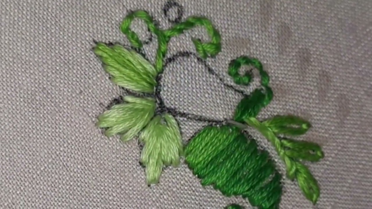 सुंदर हरी पत्ती की कढ़ाई | Embroidery Design | Simple Hand Embroidery Tutorial ‎@CrafterAnjali1234 