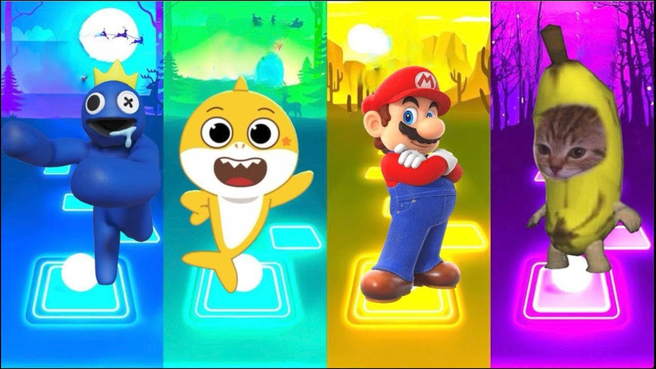Rainbow friends 🆚  Baby shark 🆚 Mario and Peach princess 🆚 Banana cat #tileshopmusic