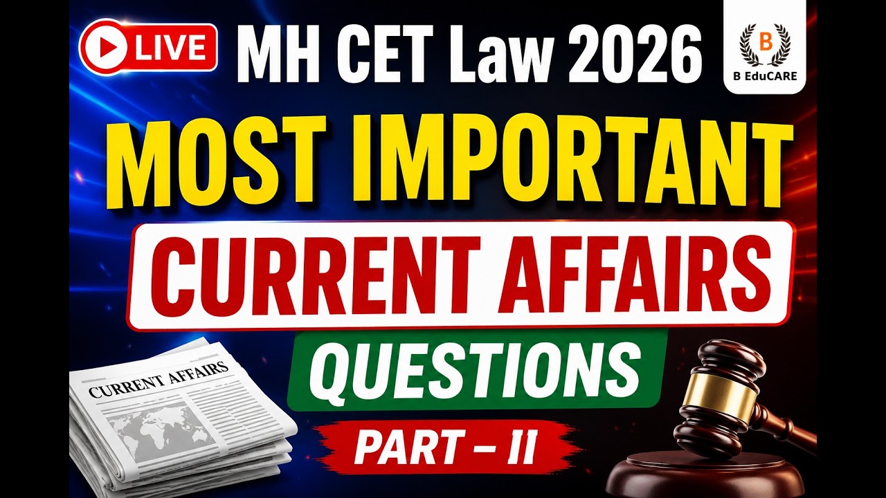 MH CET LAW 2026 Current Affairs Marathon 🚨 Expected Questions LIVE