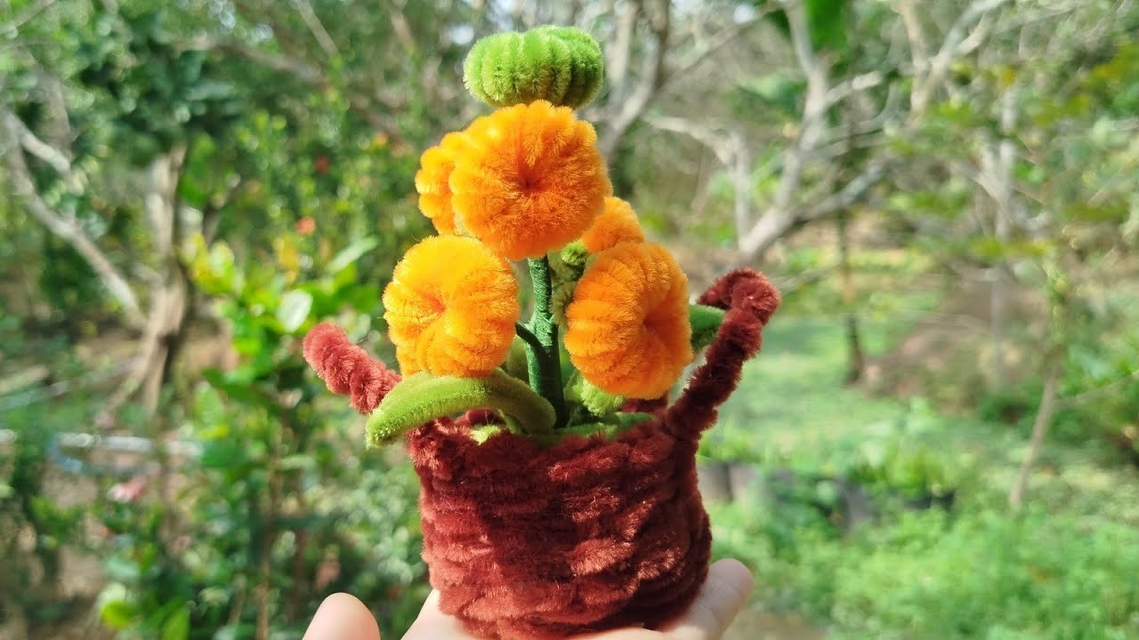 How to Make a Mini Persimmon Tree with Velvet Wire | Easy DIY Plant Pot Tutorial
