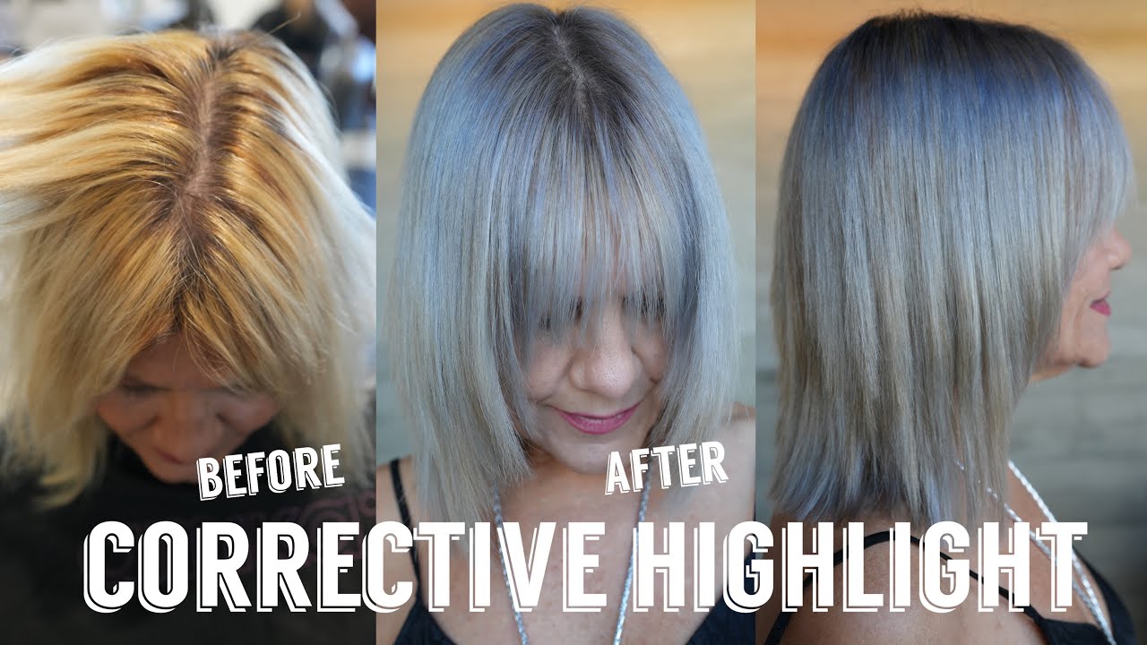 Hair Transformations with Lauryn: Correcting Yellow and Orange Blonde into Silver Highlights Ep. 174