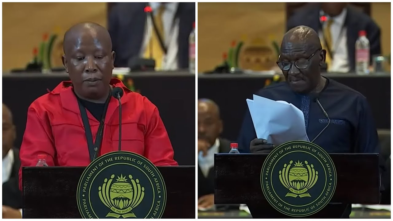 Julius Malema Clash with Bheki Cele at Sona debate.