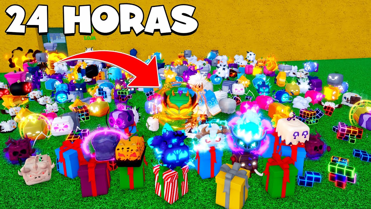 Girei frutas por 24 HORAS at&eacute; conseguir TODAS no Roblox