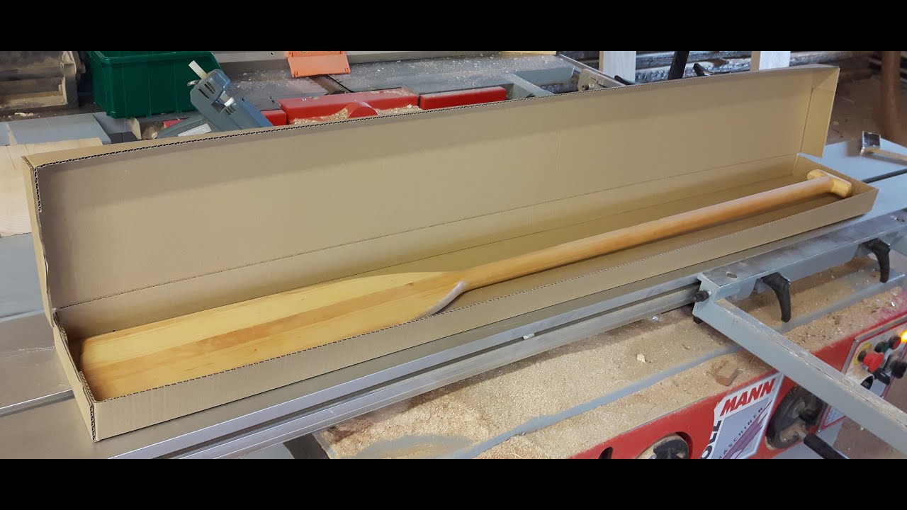 Making cardboard box for canoe paddle with CNC router using drag knife