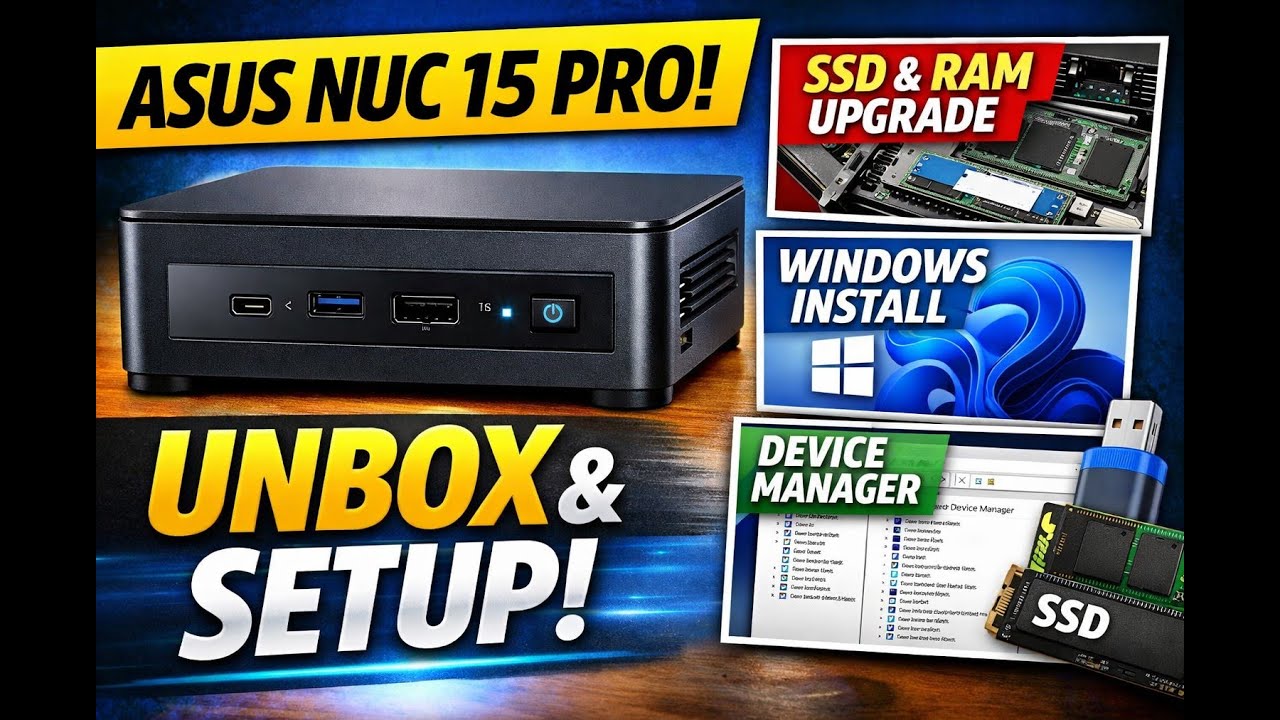 📦 ASUS NUC 15 Pro Slim Unboxing & Full Setup – SSD, RAM Upgrade + Windows Install RNUC15CRKU500004I
