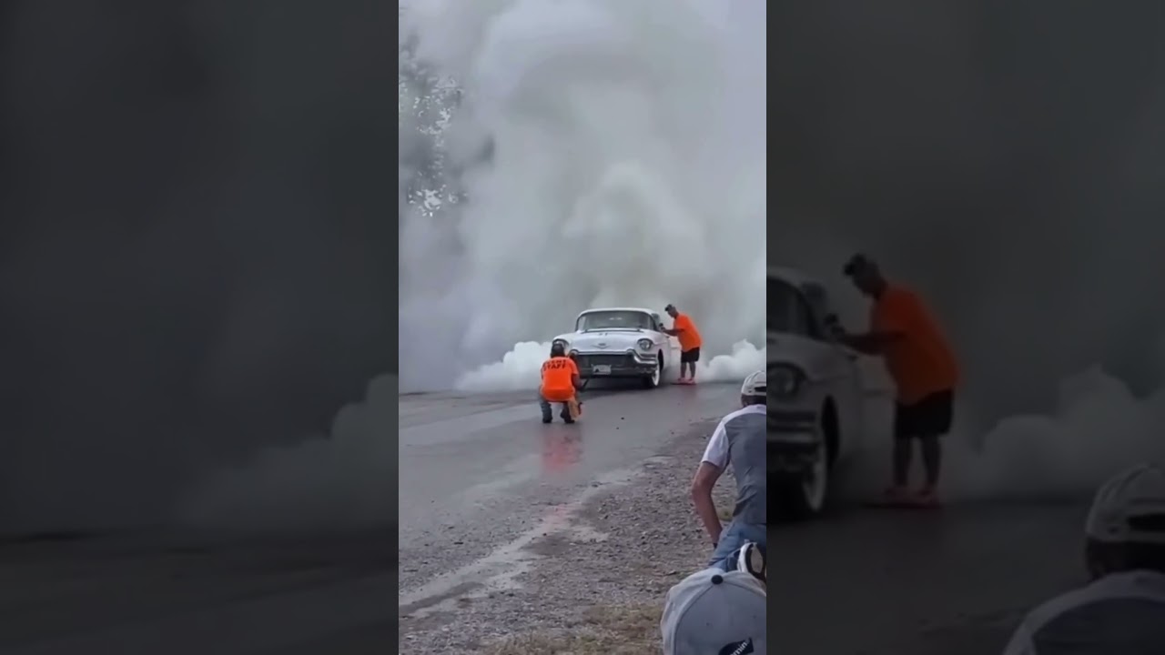 79 year old Grandma WINS Burnout Contest in her '57 Cadillac #shorts