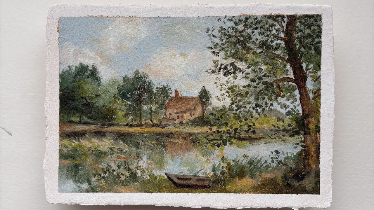 painting a vintage landscape in acrylics 🎨 / no talking