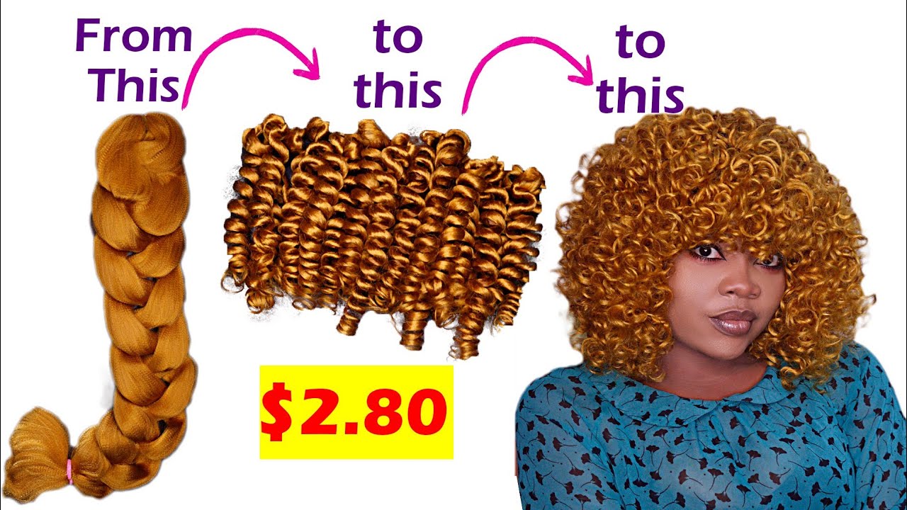 $2.8 Crochet Wig Tutorial Using Braid Extension + How To Curl Braid Extension