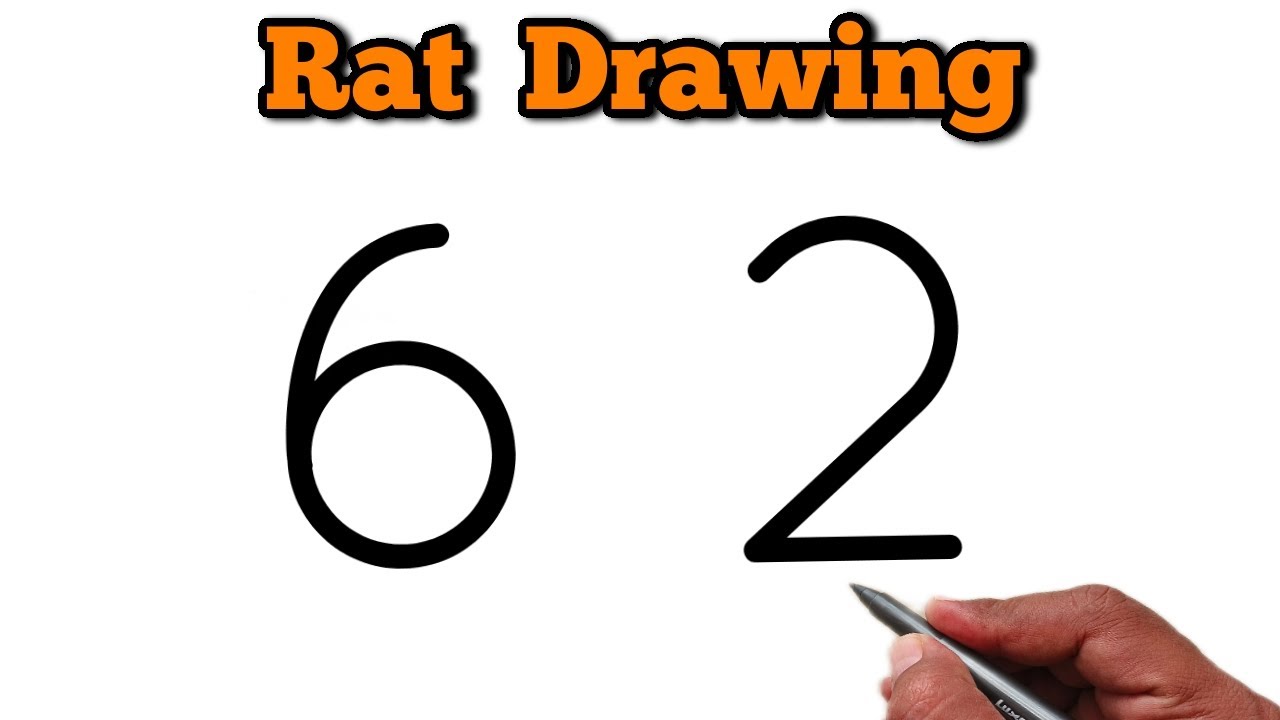 How to Draw a Cute Rat Using Number 62 | Creative Number Art