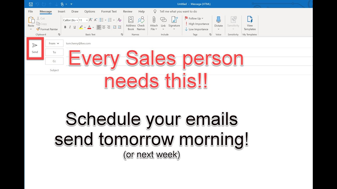 Delay an Email Being Sent in Outlook.