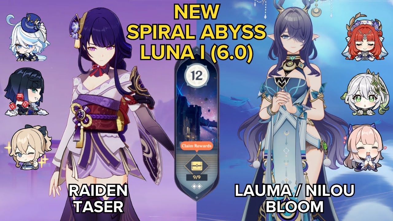 SPIRAL ABYSS Luna I (6.0) ft. Raiden Taser & Lauma Bloom - Floor 12 - 9⭐ | Genshin Impact