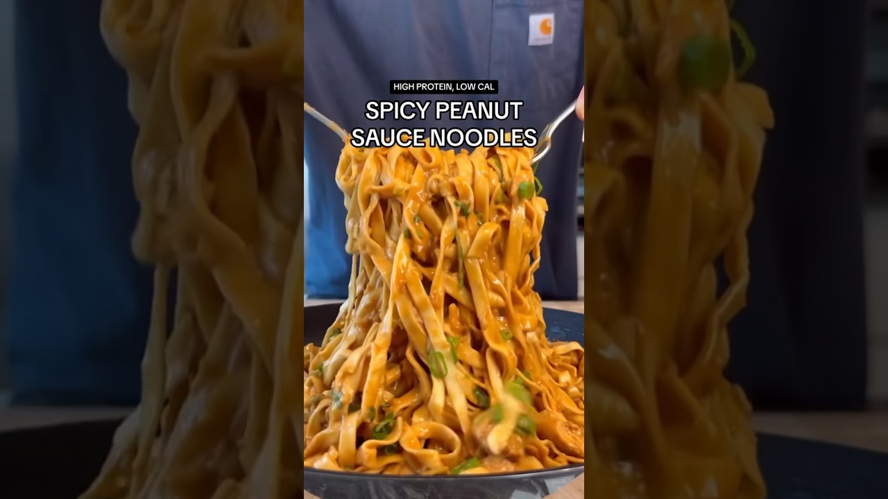 Macro-Friendly, High Protein Spicy Peanut Sauce Noodles 