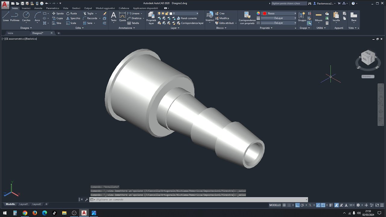 Utilizziamo il comando CONO per realizzare un RACCORDO IDRAULICO 3D su Autocad - Prof. Paolo Mosca
