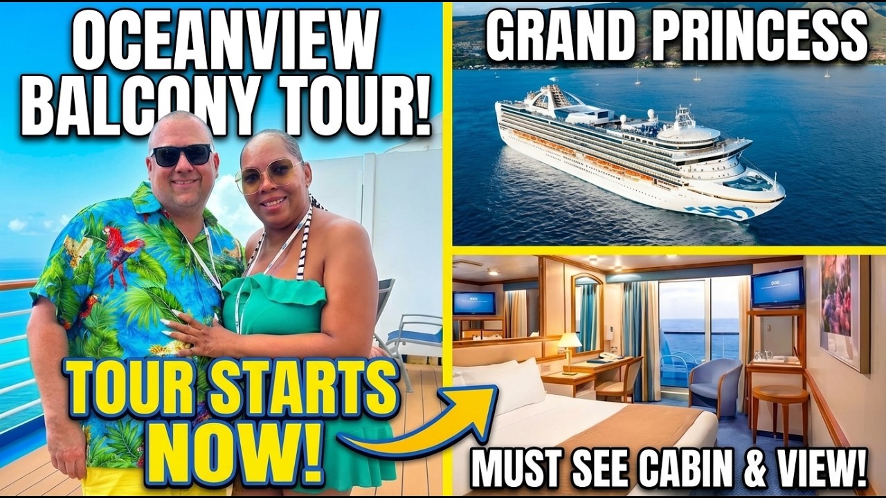 Видеообзор с балкона лайнера Grand Princess с видом на океан. 4K