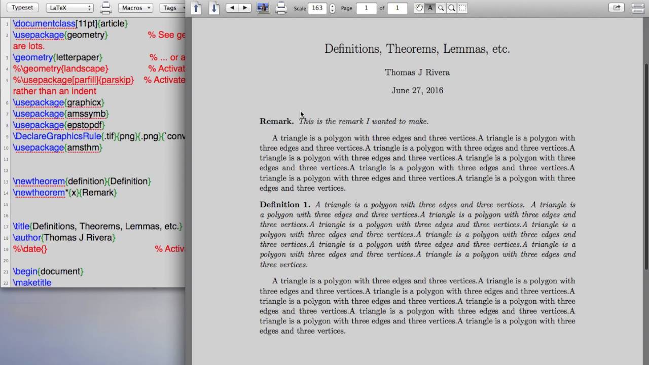 LaTex Tutorial 6: Definitions, Theorems, Lemmas, etc.