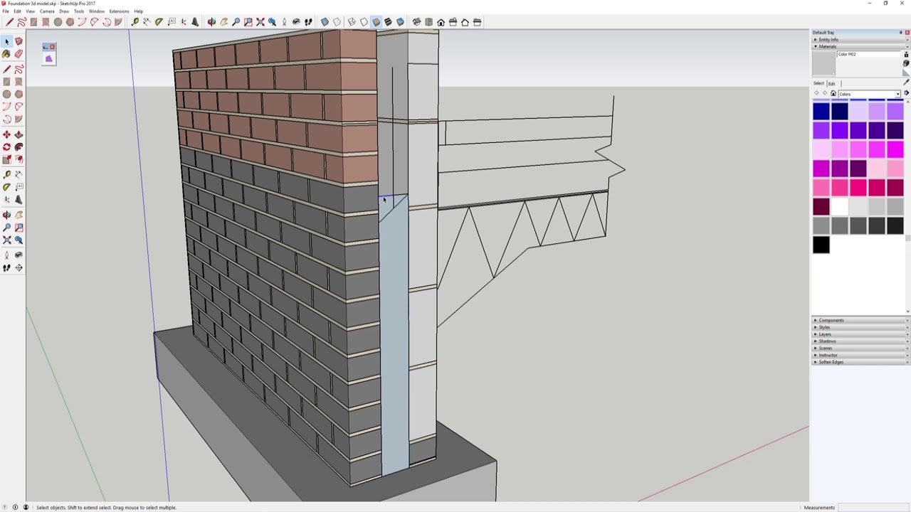 SketchUp Tutorial - Modelling a foundation detail