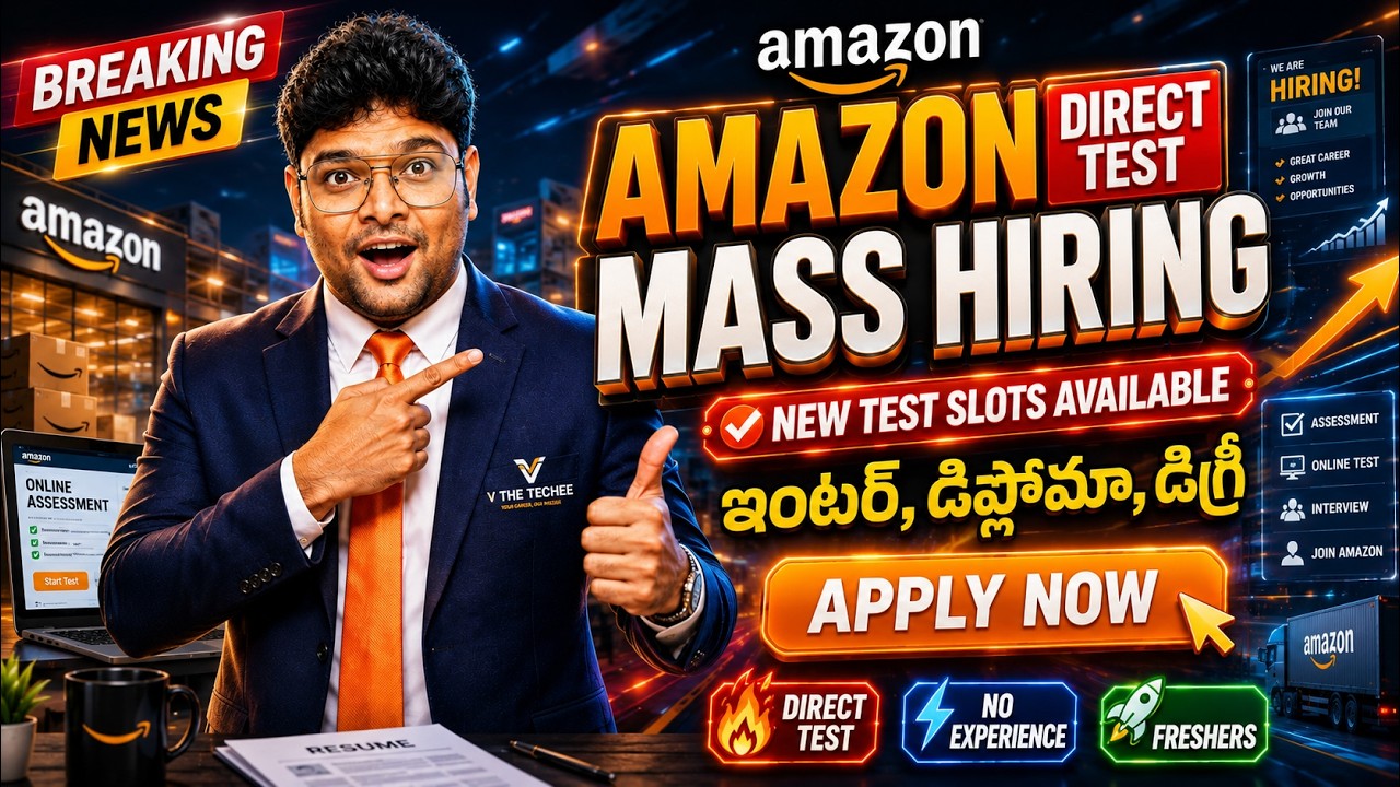 Amazon Direct Test Hiring Started | 12th Pass to Any Degree | Latest Jobs in Telugu | V the Techee