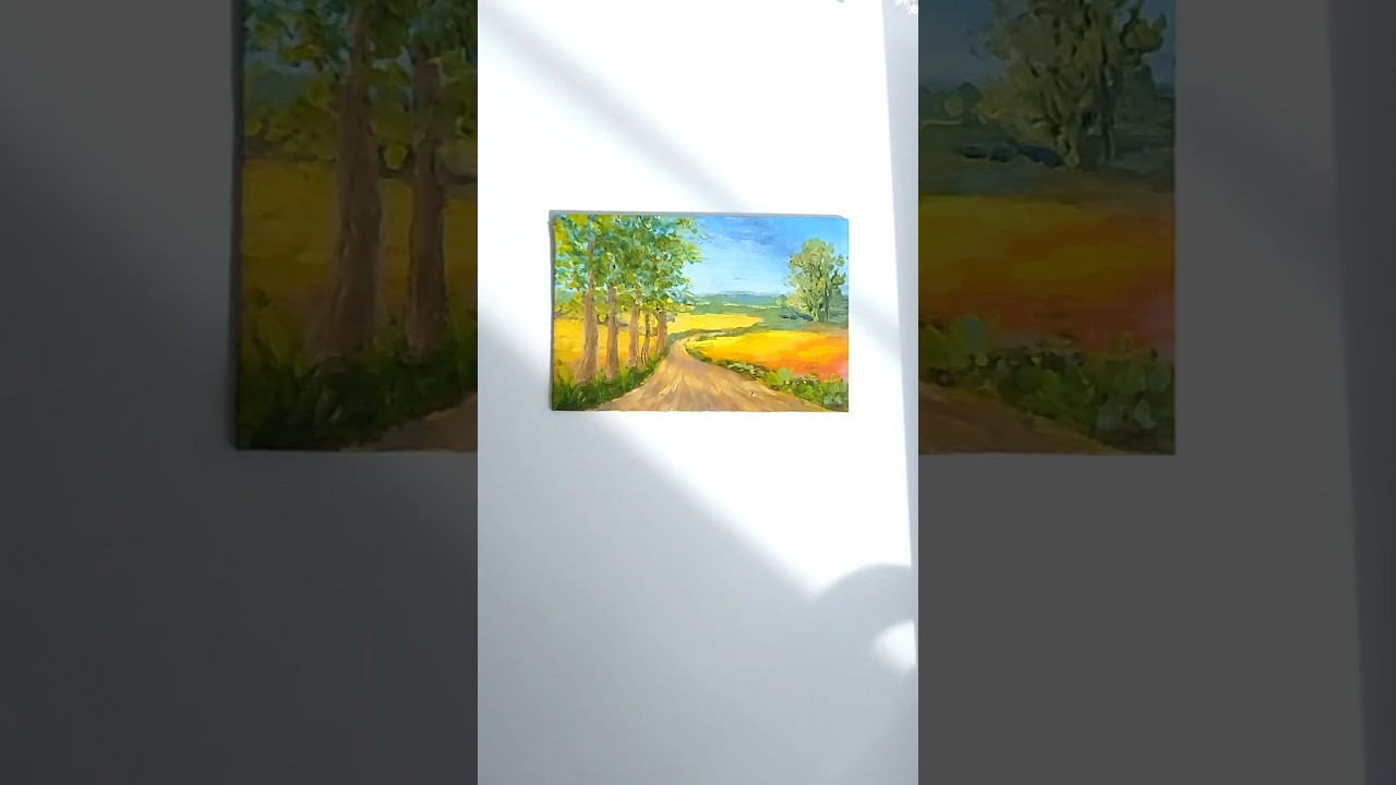 Сельский пейзаж - миниатюра маслом 