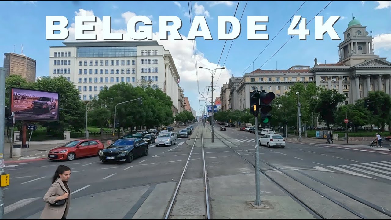 Downtown Belgrade scenic tram ride | 4K UHD