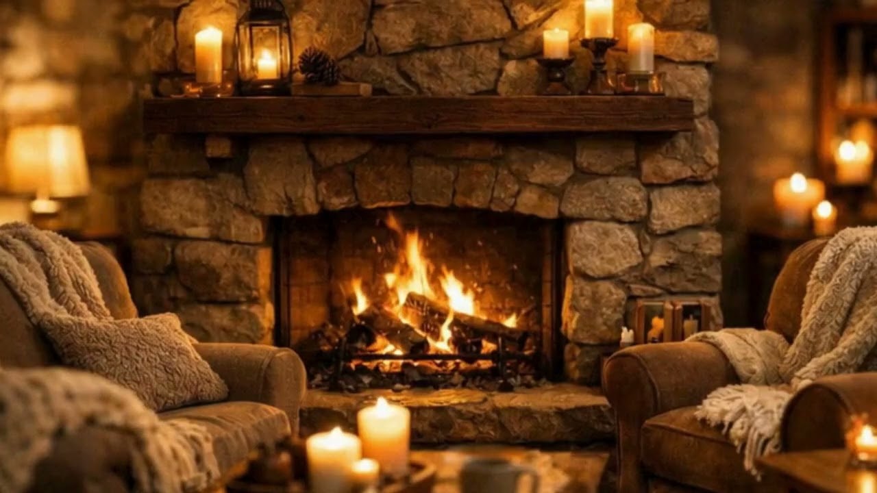 Fireplace & Relaxing Smooth Jazz Music Ambience