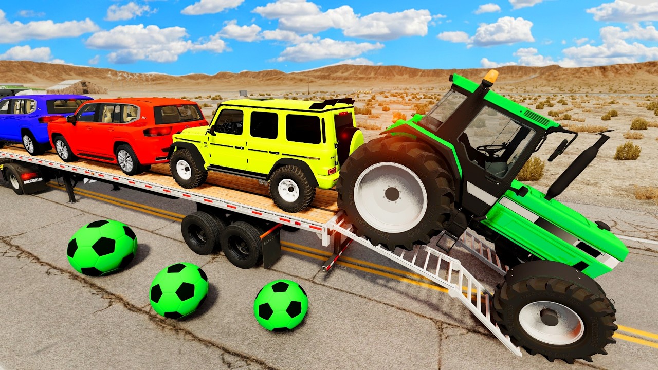 Flatbed Truck Mcqueen | Transportation with Truck - Pothole vs Car #20 - BeamNG.Drive
