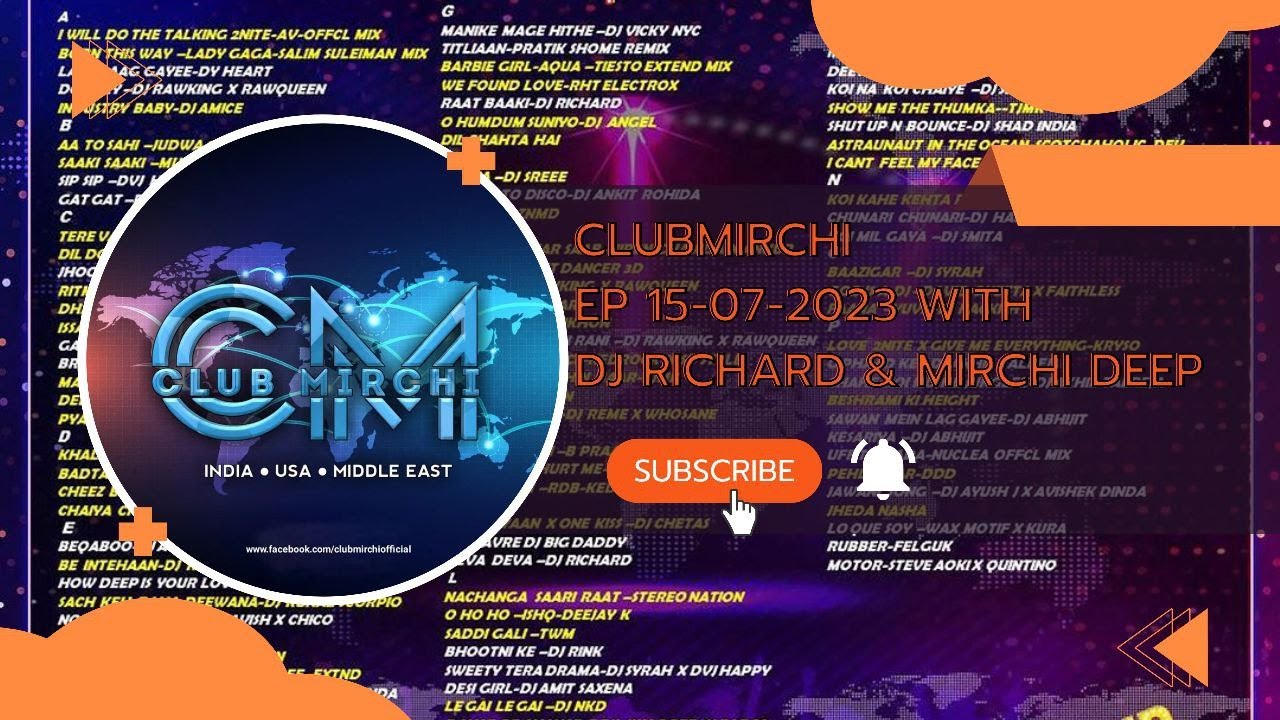 ClubMirchi EP 15-07-2023 With DJ Richard & Mirchi Deep