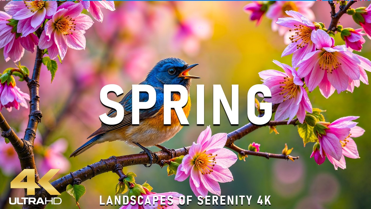 Colors of Springtime in 4K | Soothing Nature Scenery & Relaxing Piano Sounds