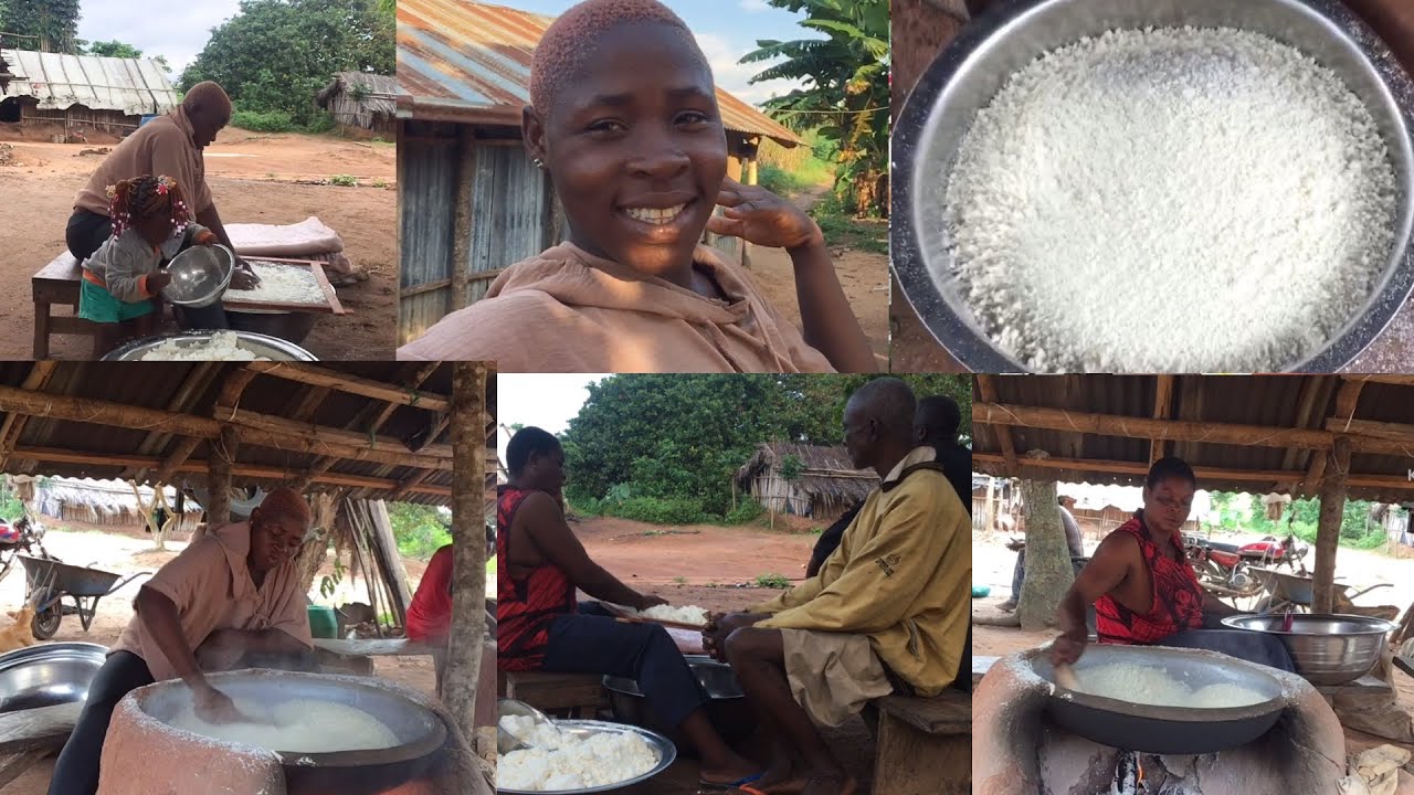 HOW TO FRY GARRI FROM SCRATCH || GARRI RECIPE || CASSAVA FUFU || LIFE IN EDO STATE NIGERIA