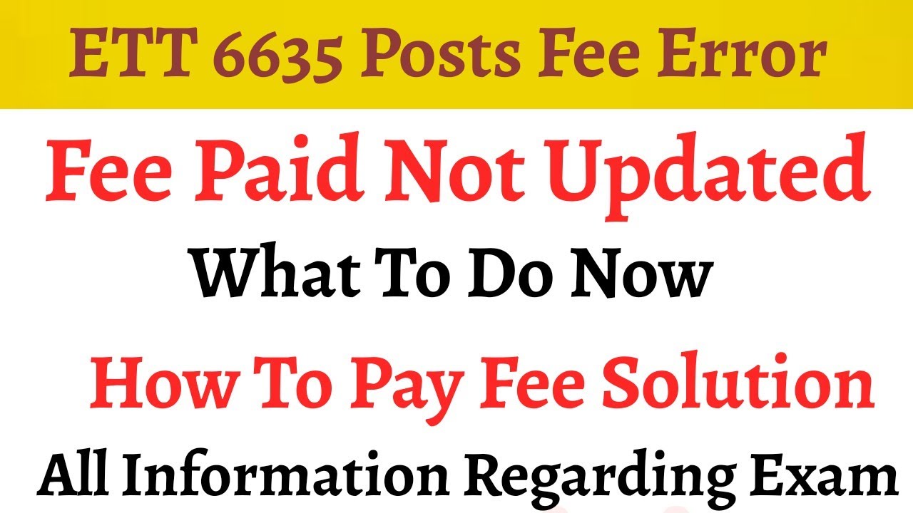 ETT 6635 FEE Pay Process * Ett Fees Error * ETT 6635 How to Pay ETT FEES Correction Panel &  UID