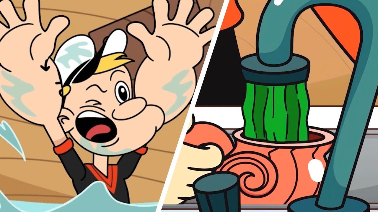 Popeye Gets Caught In A Flood! | Popeye For Kids | Animations For Kids!