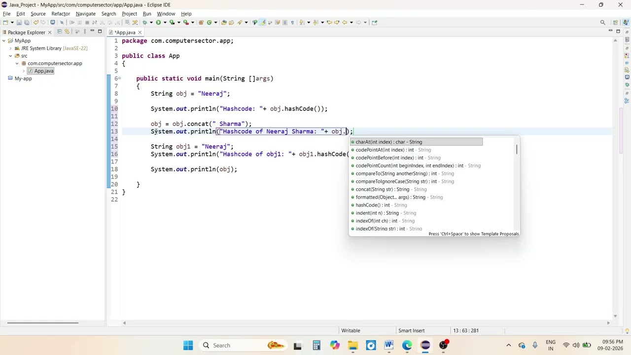 Explaining String and its immutability characters with the code example.