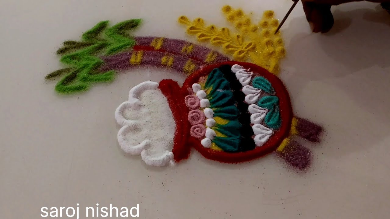 @sarojnishad810 🏵️ Beautiful pongal festival rangoli design.🌷 easy festival rangoli pattern.sand art