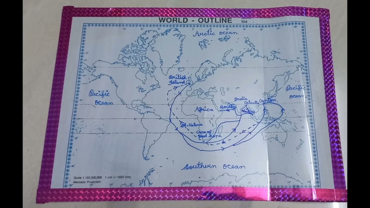 / Trading routes via Sea from India to Foreign Countries / History World Map Project / CBSE Class 8/