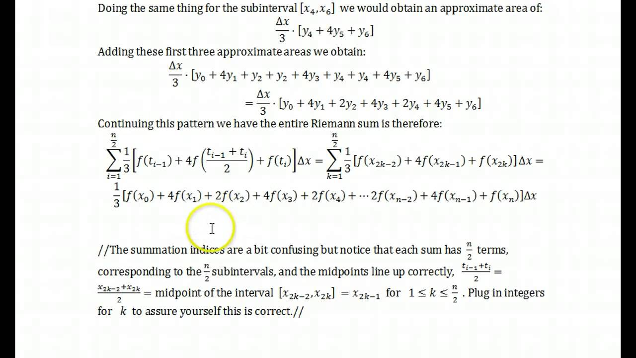 Simpson's Rule in Excel